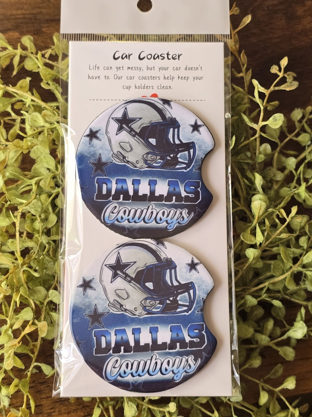 Dallas Cowboys Blue Helmet Car Coaster Set - 2 Pack